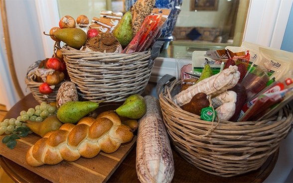 Various types of food in baskets