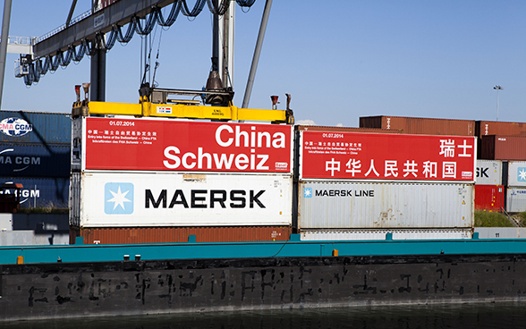 Shipping container at a port.