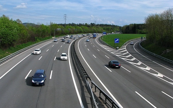 Cars and lorries on a motorway