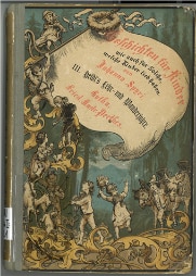 Titelbild der dritten Ausgabe des Heidi-Buchs aus dem Jahr 1881. Wilhelm Pfeiffer ist der Illustrator. Darauf sieht man Heidi mit Tieren in der Natur.