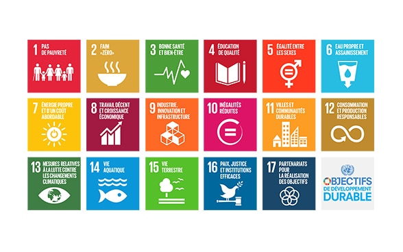 Illustration visuelle des 17 objectifs de développement durable de l’Agenda 2030.