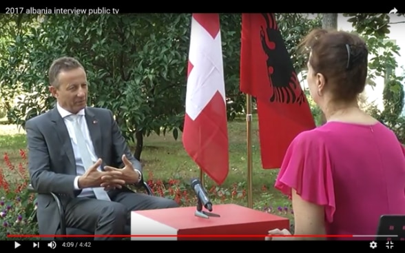 Swiss Ambassador Christoph Graf in an interview with Albania's public television TVSH 