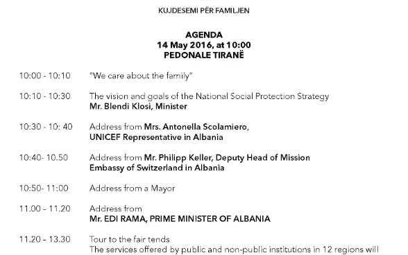 Agenda of the launching event of the National Strategy for Social Protection