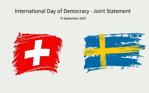 Poster with the Swiss and Swedish flags