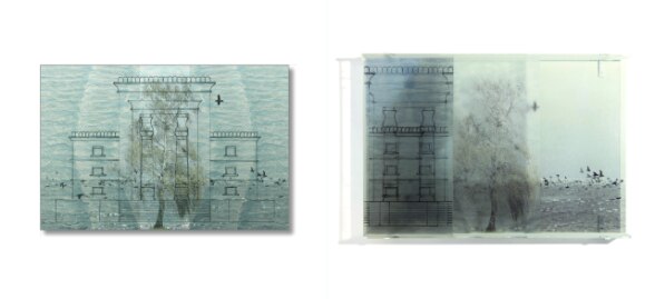 Dreiklang, 2011/2020, 60x90x16,2 cm Digitaldrucke kaschiert/gedruckt auf Acrylglasplatten, Acrylglas, Eisenhaken