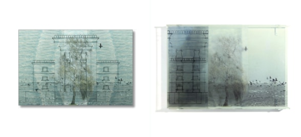 Dreiklang, 2011/2020, 60x90x16,2 cm Digitaldrucke kaschiert/gedruckt auf Acrylglasplatten, Acrylglas, Eisenhaken