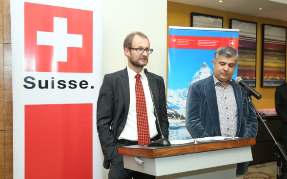 Swiss Ambassador Mr. Stalder delivered a speech at the event.