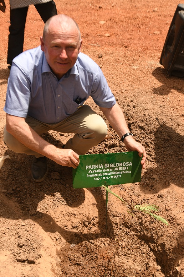 Plantation d’arbre par le président du Conseil national suisse à Koudougou, Burkina Faso