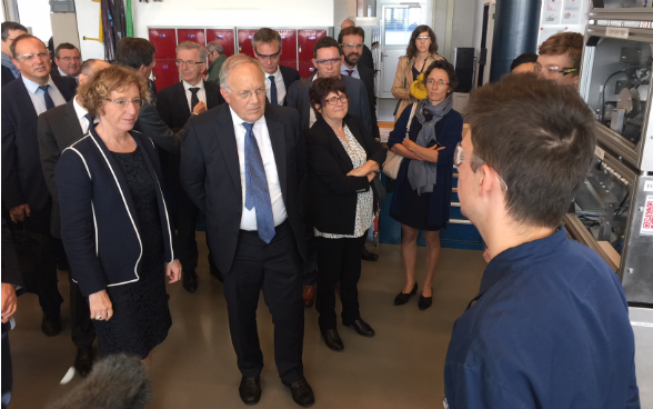 Le Conseiller fédéral Johann N. Schneider-Ammann et la Ministre française du Travail Muriel Pénicaud à Bobst Mex SA