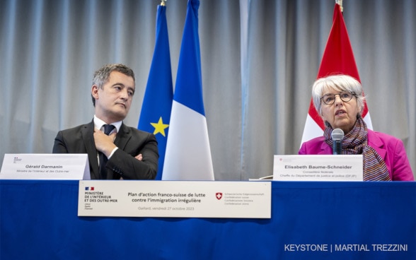 La conseillère fédérale Elisabeth Baume-Schneider et son homologue français Gérard Darmanin