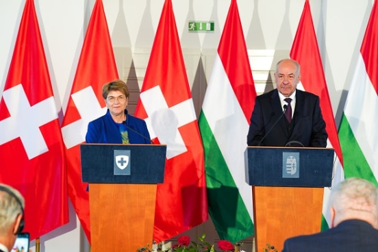 The President of the Swiss Confederation Ms Viola Amherd and the Hungarian President Tamás Sulyok