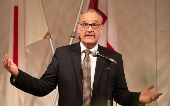 Federal Councillor Guy Parmelin at the gala dinner ©︎Ayako Suzuki