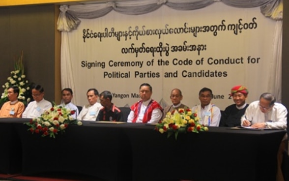 Myanmar Elections 2015 - Signing Ceremony of the Code of Conduct for Political Parties and Candidates