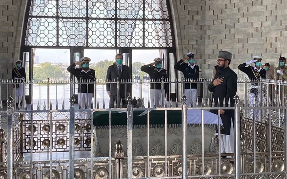 The Ambassador of Switzerland, Mr. Bénédict de Cerjat, paid homage to the Founder of Pakistan at Mazar-e-Quaid 