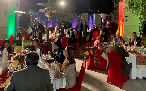 Guests at reception at the Swiss Embassy in Islamabad