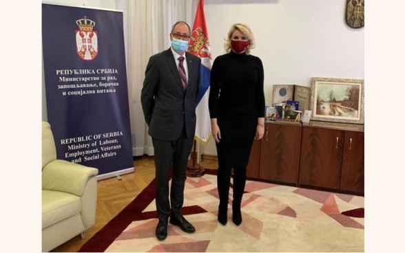 Swiss Ambassador with the Serbian Minister of Labour, Employment, Veteran and Social Affairs