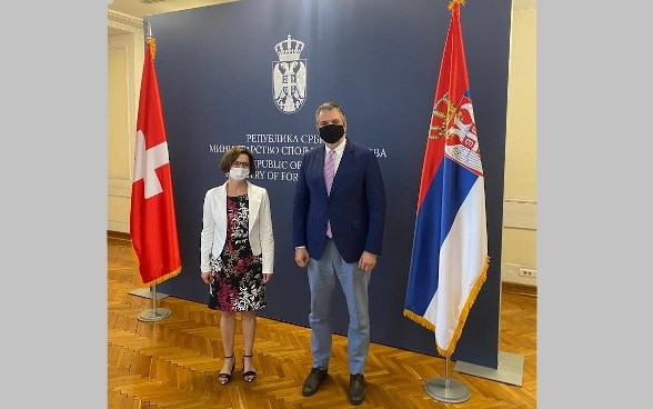 Assistant State Secretary of the Swiss Confederation, Mrs. Anna Ifkovits with the Assistant Minister for bilateral cooperation of the Republic of Serbia, Mr. Vladimir Maric