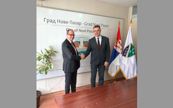 Swiss Ambassador Mr. Schmid and the Mayor of Novi Pazar, Mr. Bisevac