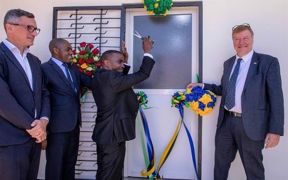 From L – R: Dr. Jérôme Chenal, Prof. Maulilio Kipanyula, Prof. Ladslaus Mnyone and Mr. Holger Tausch at the launch event.