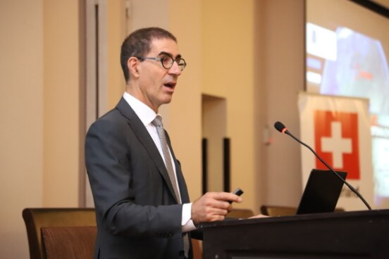 eGovernment Systems Vice President at SICPA, Mr. Philippe Thevoz, presenting at the event.