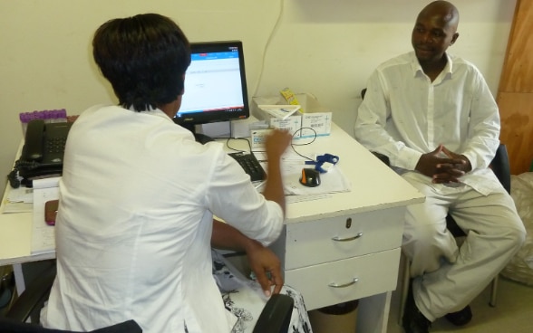 Jacob M meets a nurse at the Newlands Clinic.