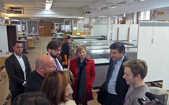 The Croatien minister talks to apprentices