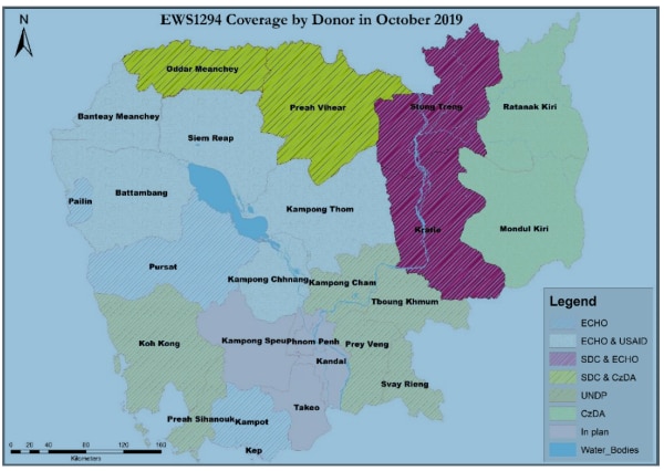  Map of Cambodia with the four provinces supported by the SDC in colour.