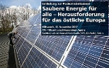 Cartolina d’invito alla tavola rotonda su cui è fotografato un impianto fotovoltaico.