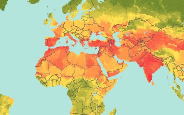 World map with areas of high water risks