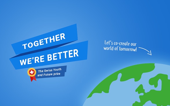 Logo du concours «Together we're better» sur lequel le globe peut être vu.