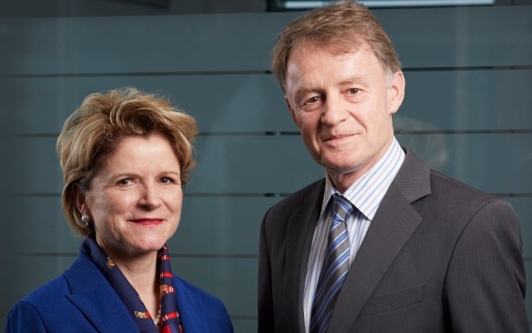 Marie-Gabrielle Ineichen-Fleisch, directrice du SECO, et Manuel Sager directeur de la DDC.