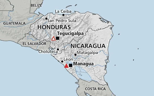 Map of the region Central America (Nicaragua, Honduras)