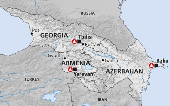 Map of the South Caucasus region