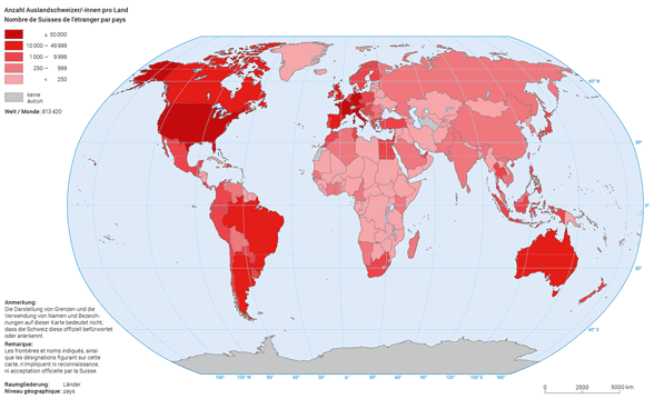 Suisses de l’étranger dans le monde en 2023.