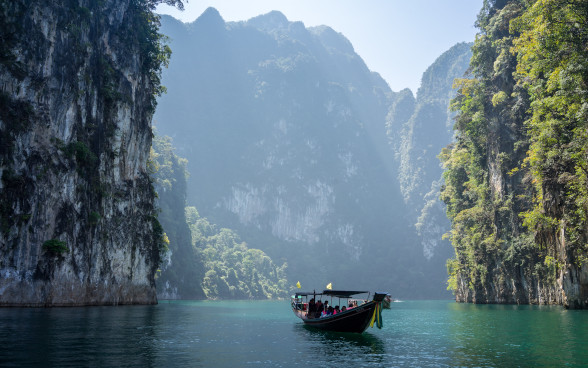 Boat between karst formations 