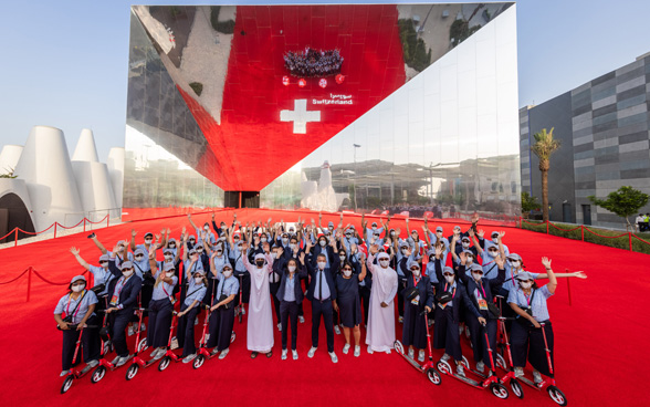 Equipe du Pavillon Suisse lors de l'Expo 2020 Dubaï