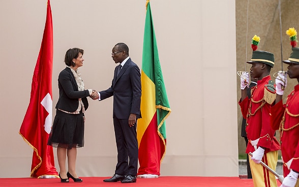 La presidente della Confederazione Doris Leuthard ha incontrato Patrice Talon, presidente del Benin, per un colloquio bilaterale.