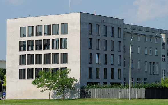 The embassy building in the middle of Berlin's government district. 