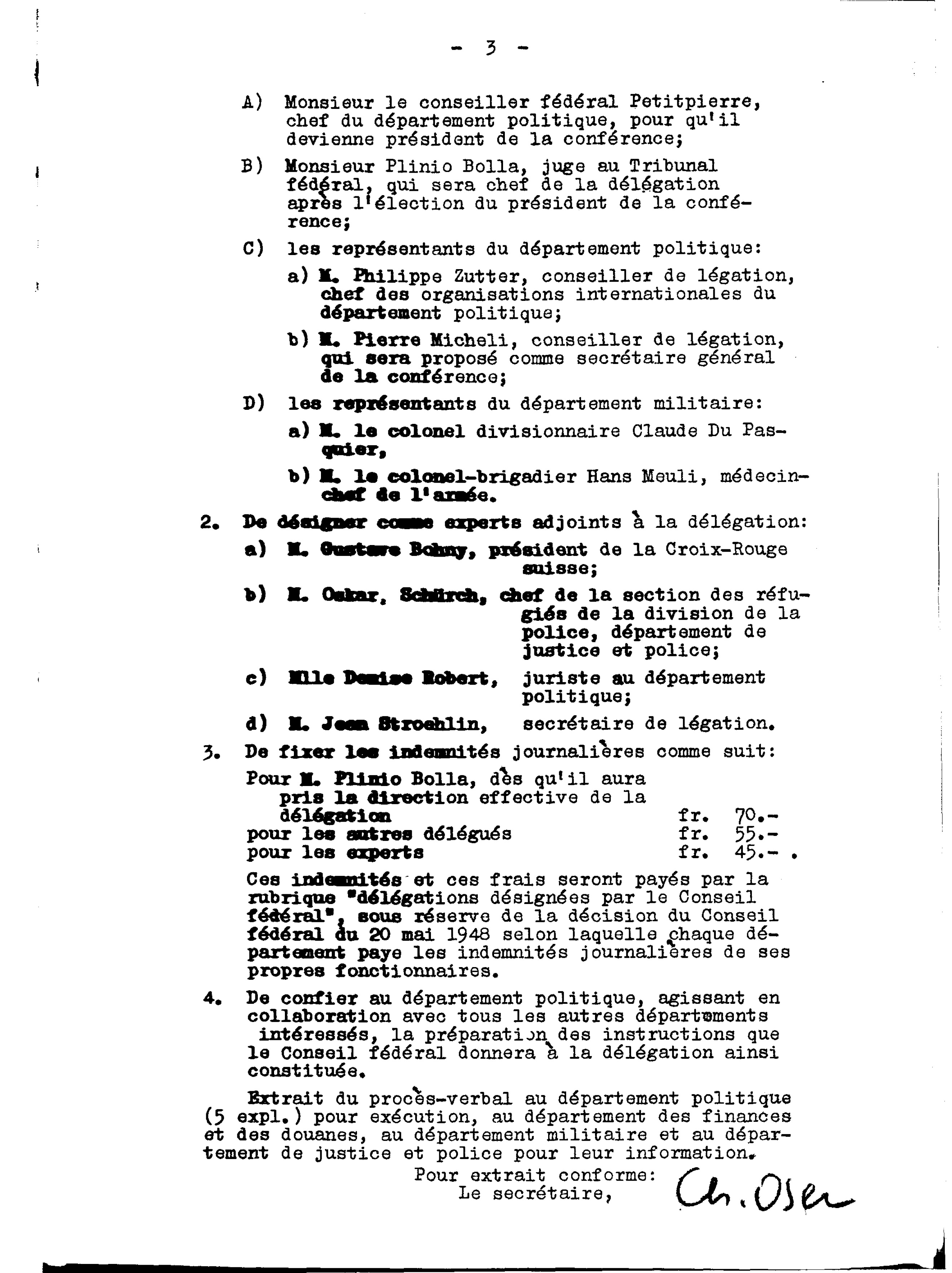 Decisione del Consiglio federale del 1° aprile 1949