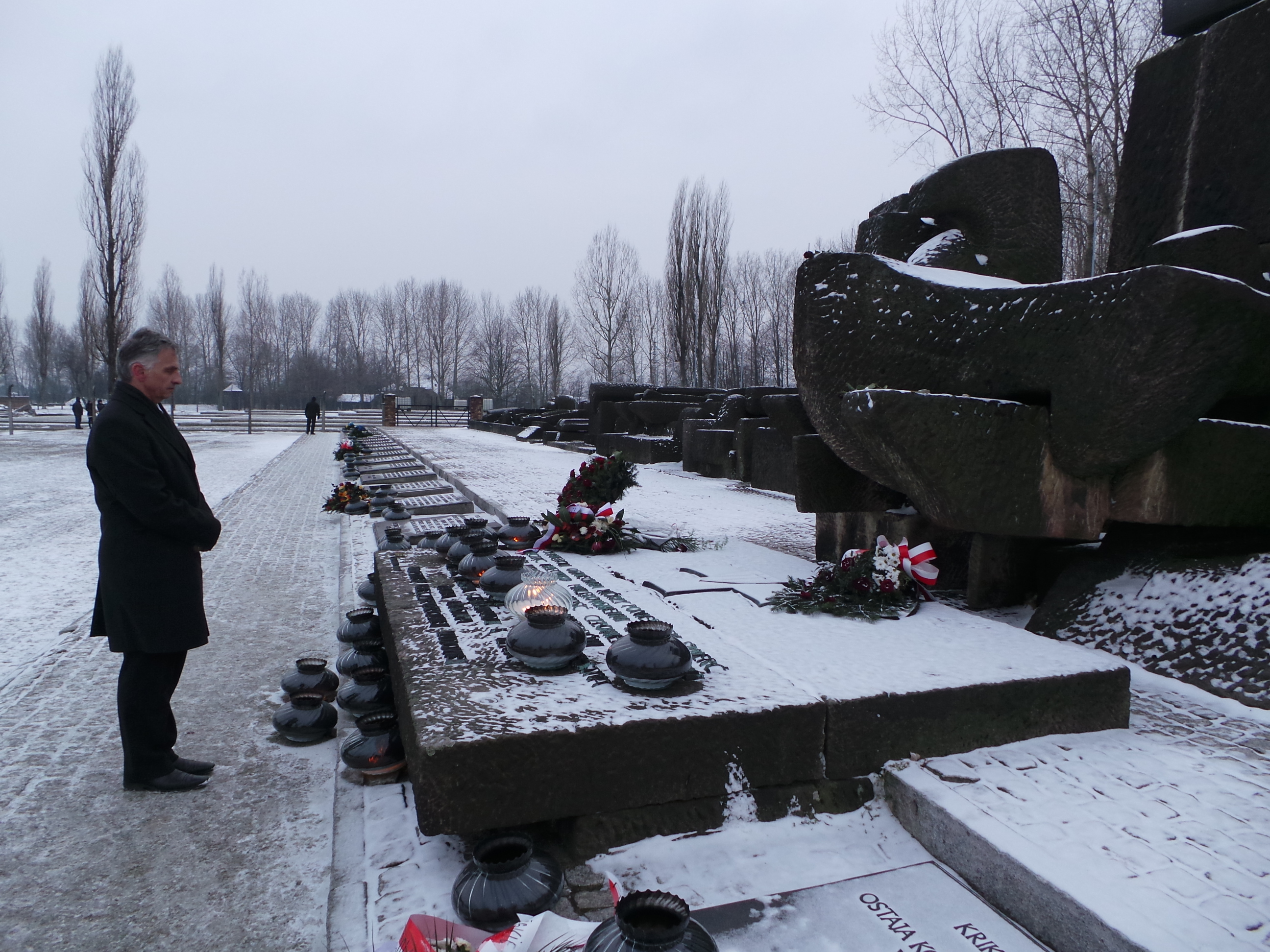 The president of the Confederation, Didier Burkhalter, in the Auschwitz-Birkenau museum. 