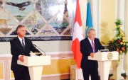 The President of the Swiss Confederation and Chairperson-in-Office of the OSCE, Didier Burkhalter, and the Kazakh President Nursultan Nazarbayev. (20 November 2014) © FDFA