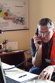 Swiss ambassador to Nepal, Urs Herren, giving a telephone interview.