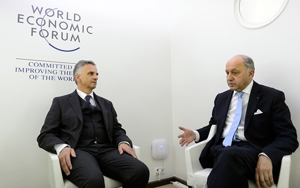 Bundesrat Didier Burkhalter und der französiche Aussenminister Laurent Fabius.