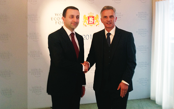 Le conseiller fédéral Didier Burkhalter et le premier ministre géorgien Irakli Garibachvili.