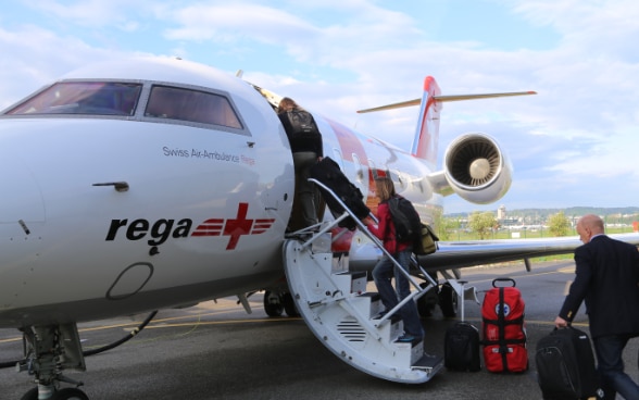 Un avion de la REGA prêt au décollage.