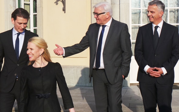  le conseiller fédéral Didier Burkhalter et les ministres des affaires étrangères de l’Autriche, de la Principauté du Liechtenstein et de l’Allemagne. © DFAE