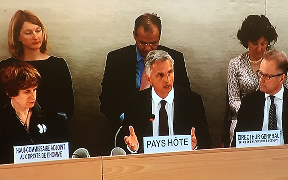 Federal Councillor, Didier Burkhalter, at the Human Rights Council session in Geneva, 13 June 2016 ©FDFA