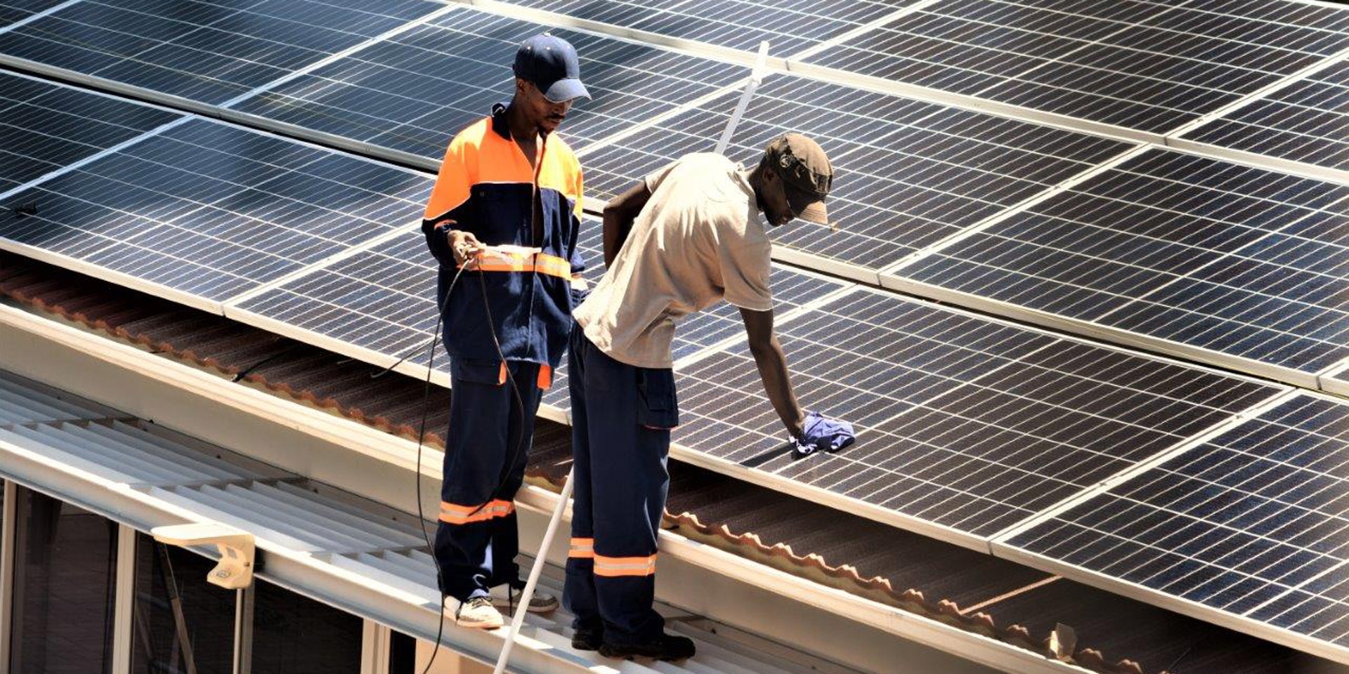 Solar panels on the rooftops of the Swiss embassy in Harare.