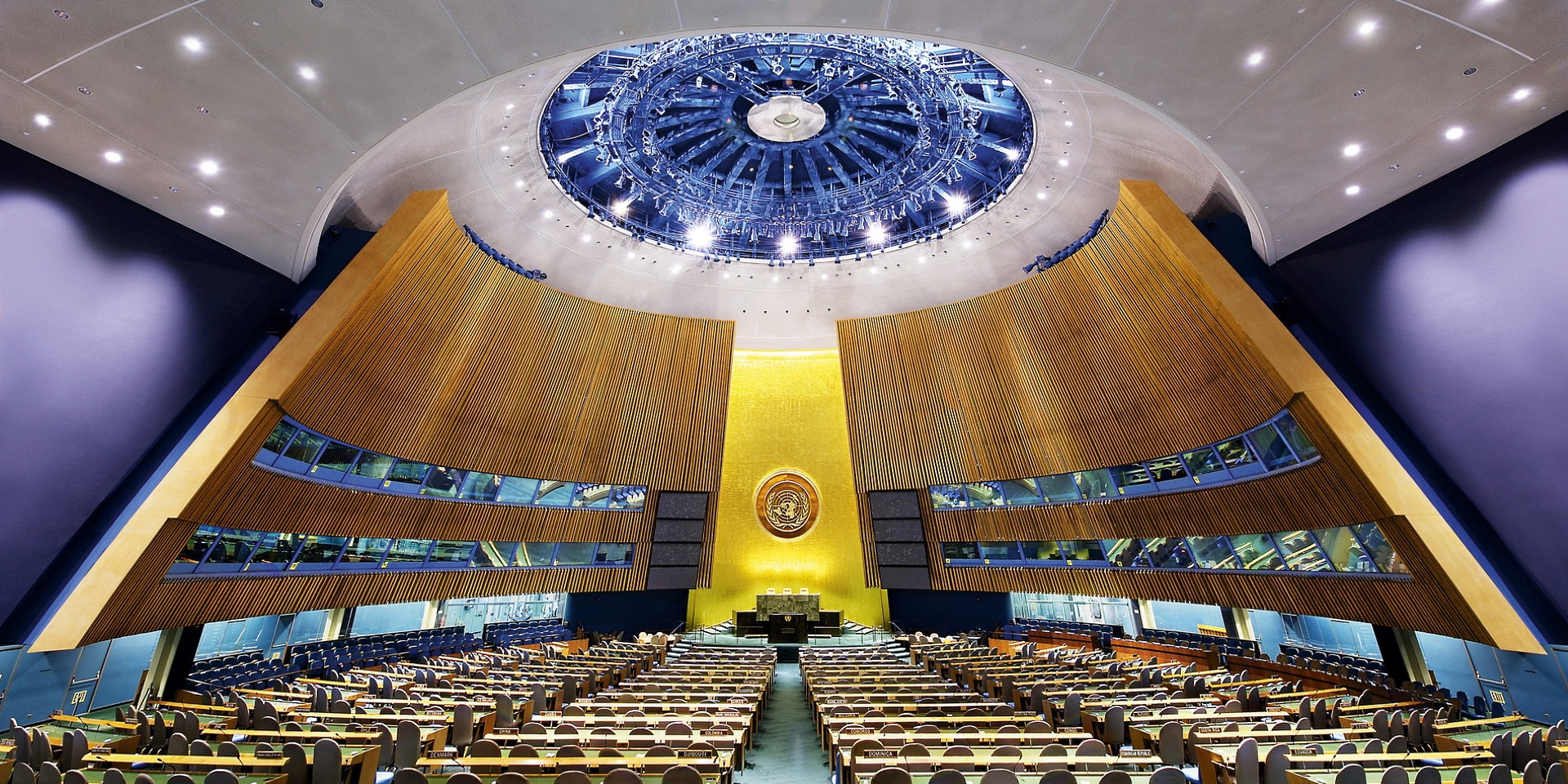 View of the Assembly Hall at United Nations headquarters.