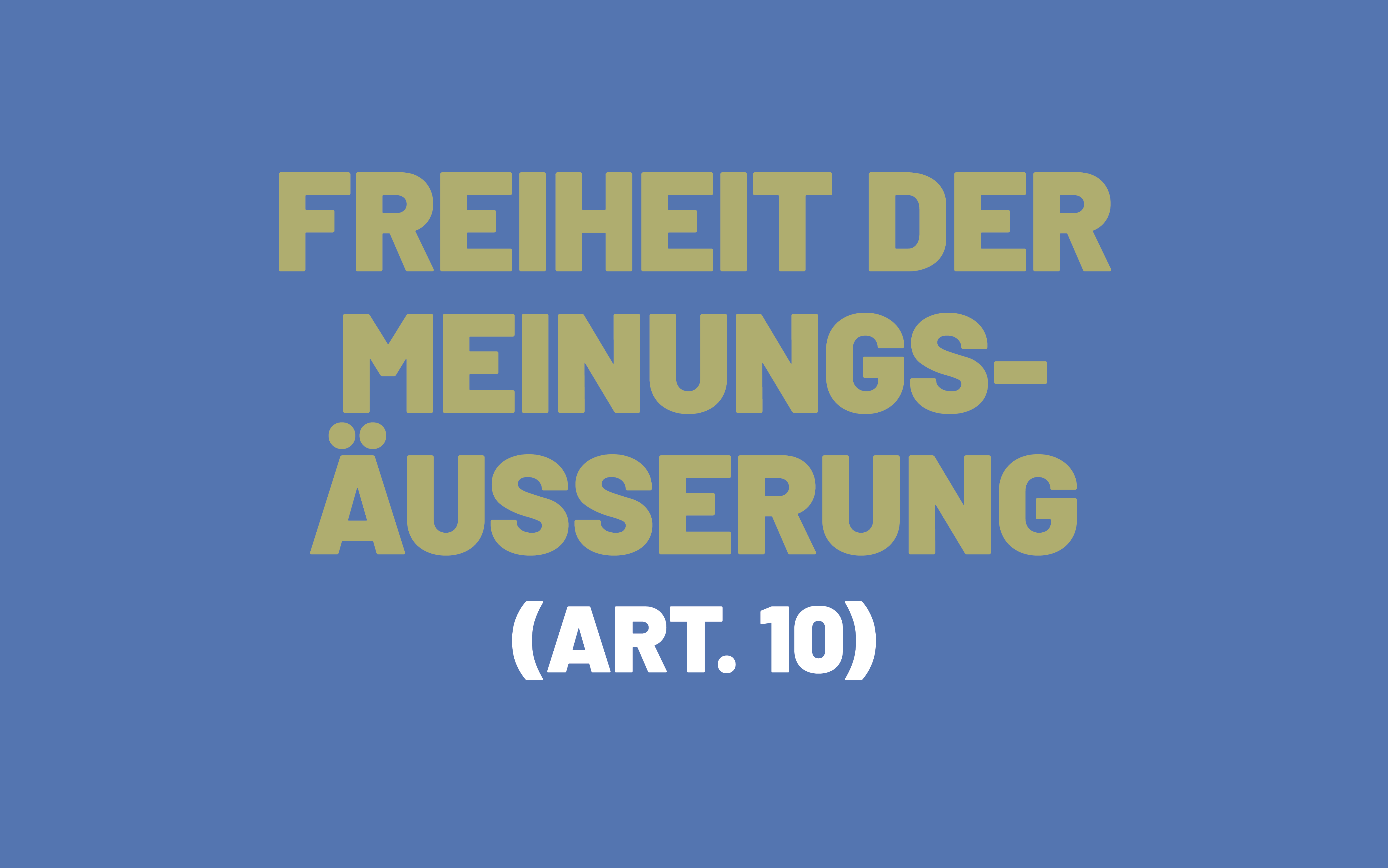 Das Bild besteht aus dem Wortlaut des Artikels 10 der Europäischen Menschenrechtskonvention; dieser heisst: Freiheit der Meinungsäusserung.